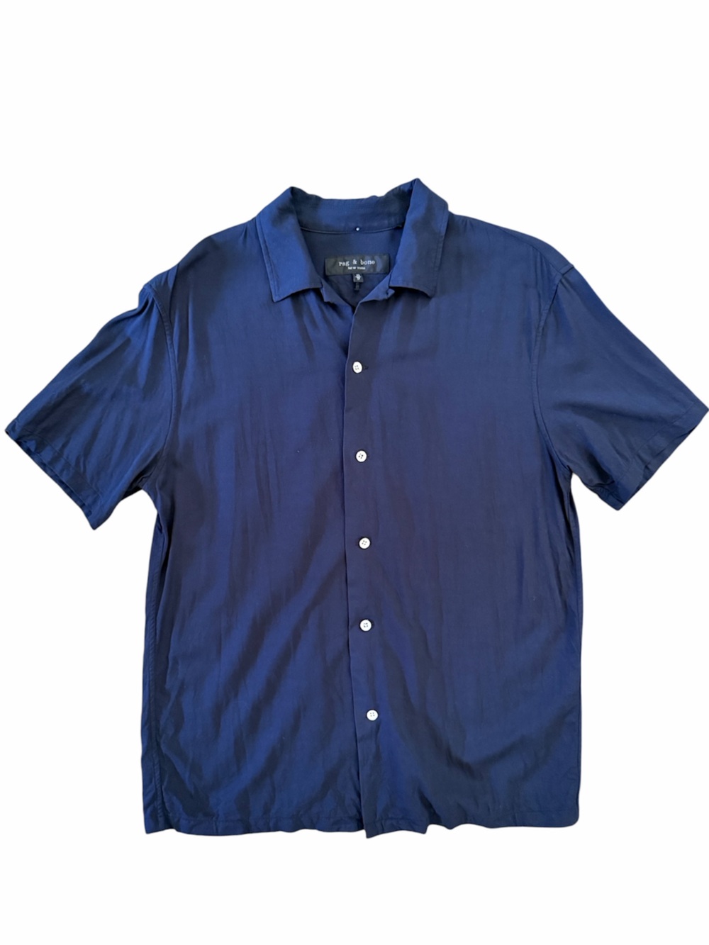 rag & bone Short-Sleeve Button-Down Shirt in Navy Blue